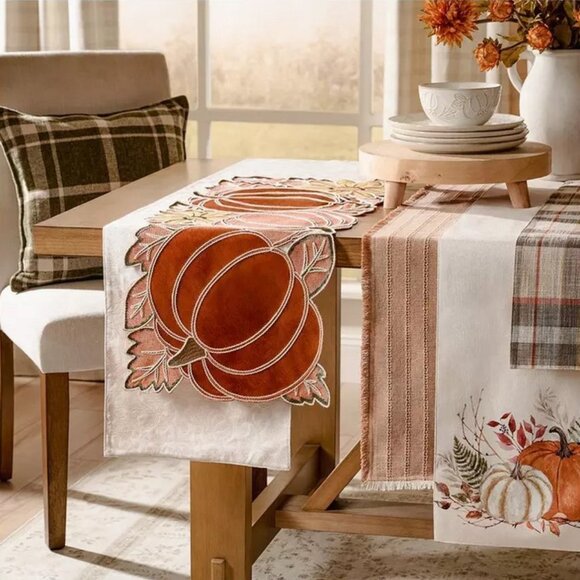 Fabric Plaid Cotton Table Runner 14" x 72" FALL Farmhouse MULTICOLOR PLAID NWT - Picture 2 of 5